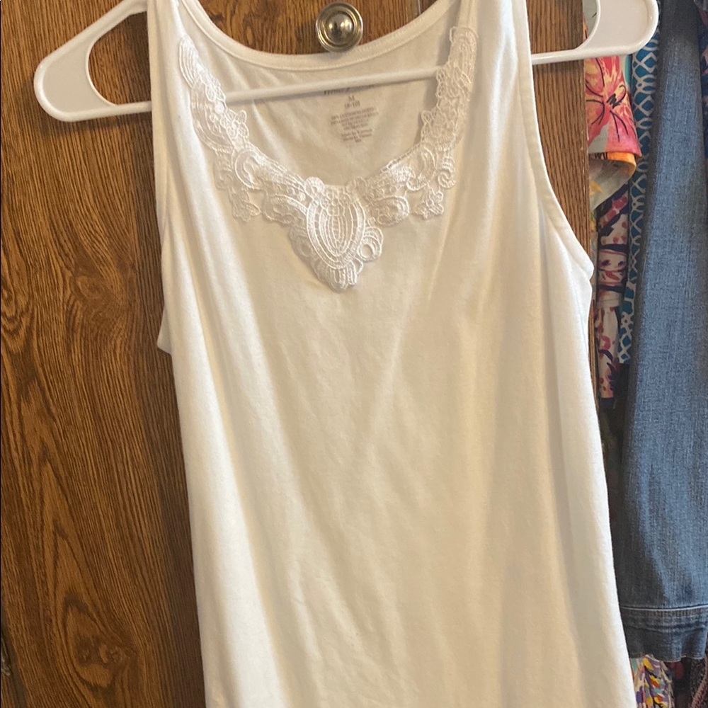 White Stag White Tank Top with Lace Detail
